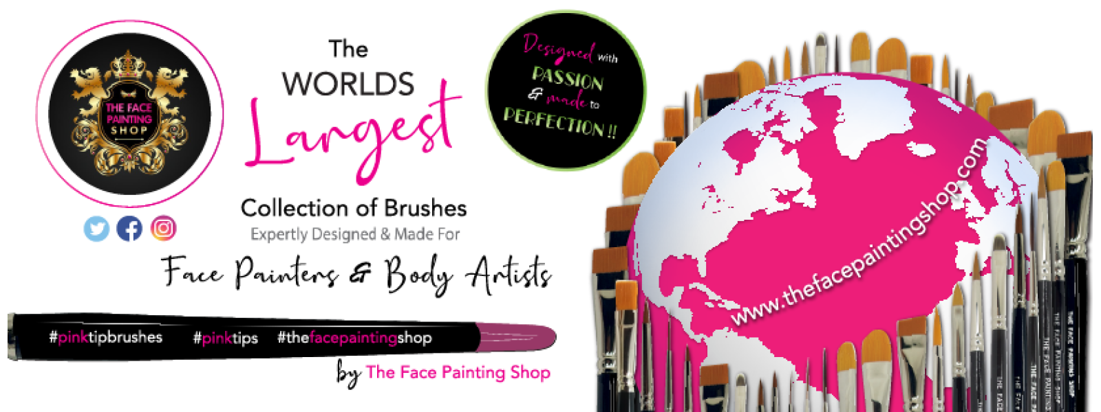 the face painting shop pink tip brushes